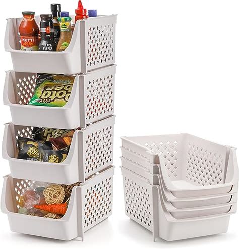 stackable open front storage containers